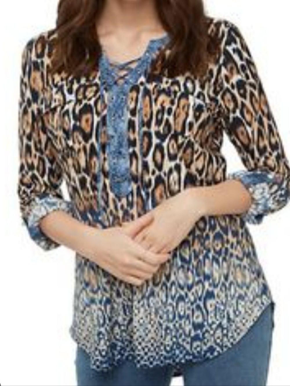 Peter Nygard Leopard Print Blouse Size XL